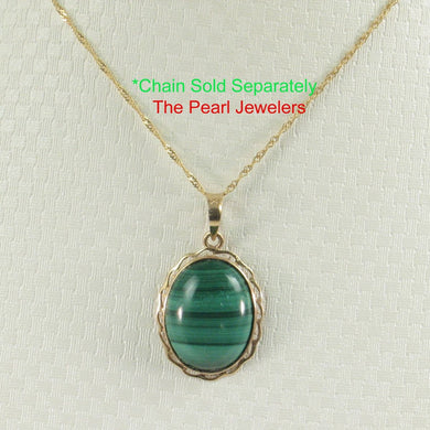 14K Yellow Gold Green Malachite Pendant (12x16mm)
