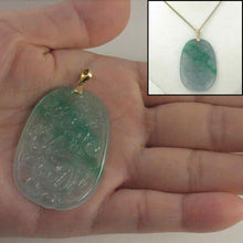 Load image into Gallery viewer, 14k Yellow Gold Hand Carved Dragon Celadon Green Jade Beautify Pendant Necklace