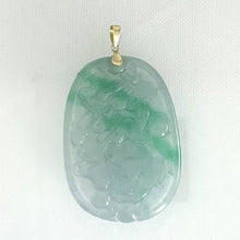 Load image into Gallery viewer, 14k Yellow Gold Hand Carved Dragon Celadon Green Jade Beautify Pendant Necklace