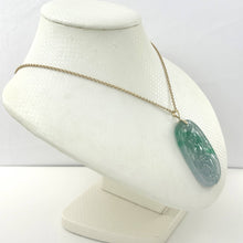 Load image into Gallery viewer, 14k Yellow Gold Hand Carved Dragon Celadon Green Jade Beautify Pendant Necklace