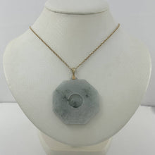 Load image into Gallery viewer, 14k Yellow Gold Hand Carved Eight Trigrams Natural Jadeite Pendant Necklace
