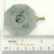Load image into Gallery viewer, 14k Yellow Gold Hand Carved Eight Trigrams Natural Jadeite Pendant Necklace
