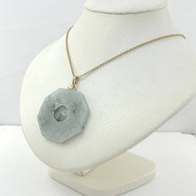 Load image into Gallery viewer, 14k Yellow Gold Hand Carved Eight Trigrams Natural Jadeite Pendant Necklace