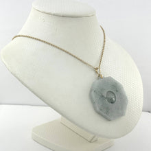 Load image into Gallery viewer, 14k Yellow Gold Hand Carved Eight Trigrams Natural Jadeite Pendant Necklace