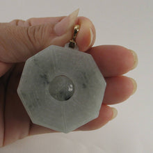 Load image into Gallery viewer, 14k Yellow Gold Hand Carved Eight Trigrams Natural Jadeite Pendant Necklace