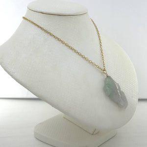 14k Solid Yellow Gold Hand Carved Feng Shui Koi Fish Jadeite Pendant Necklace