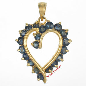 14K Yellow Gold Heart Pendant with Blue Sapphires