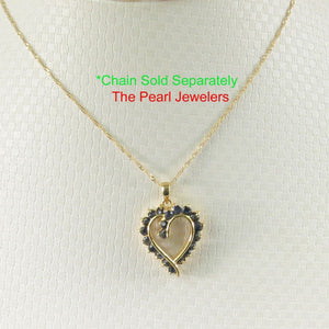 14K Yellow Gold Heart Pendant with Blue Sapphires