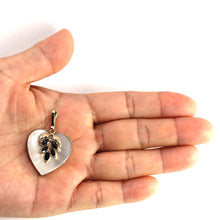 Load image into Gallery viewer, 14K Yellow Gold Heart Mother of Pearl &amp; Sapphire Pendant