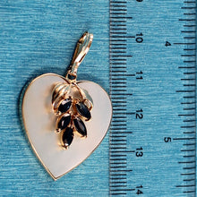 Load image into Gallery viewer, 14K Yellow Gold Heart Mother of Pearl &amp; Sapphire Pendant