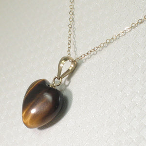 14K Yellow Gold Heart Tiger Eye Pendant