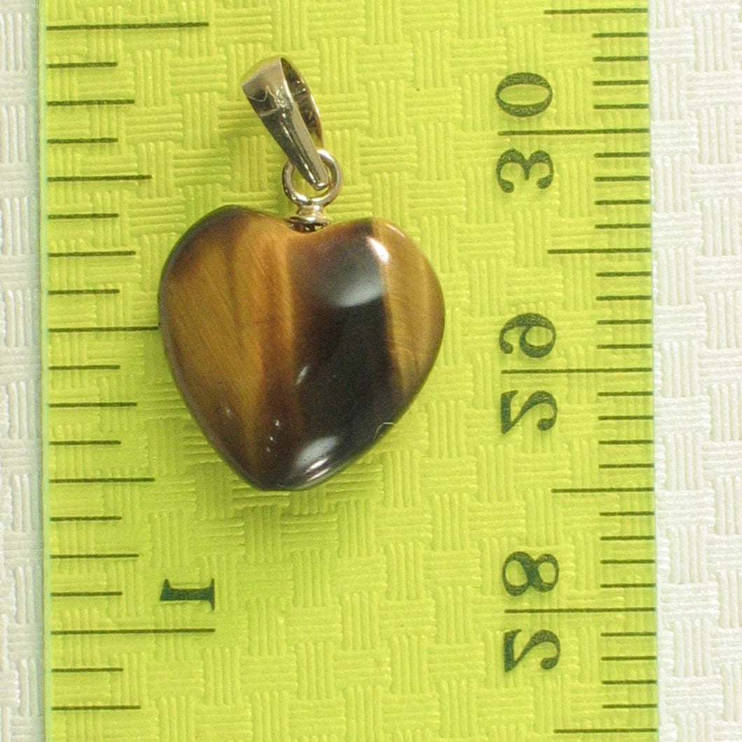 14K Yellow Gold Heart Tiger Eye Pendant