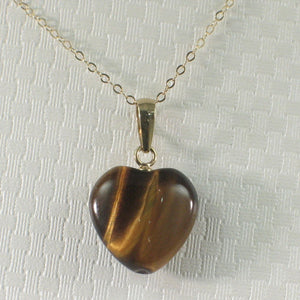 14K Yellow Gold Heart Tiger Eye Pendant