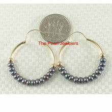 Load image into Gallery viewer, 14k Yellow Gold Pearl-Strand Hoop Earrings