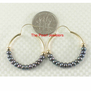 14k Yellow Gold Pearl-Strand Hoop Earrings