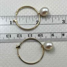 Load image into Gallery viewer, 14k Yellow Gold Hoop &amp; White Pearl Dangles