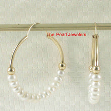 Load image into Gallery viewer, 14k Yellow Gold Pearl-Strand Hoop Earrings