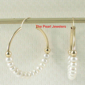 14k Yellow Gold Pearl-Strand Hoop Earrings