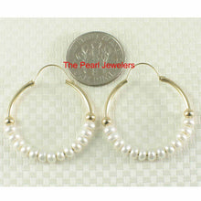 Load image into Gallery viewer, 14k Yellow Gold Pearl-Strand Hoop Earrings
