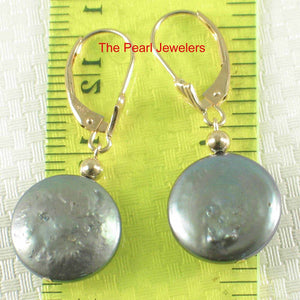 14k Yellow Gold Leverback Multi-Color Coin Cultured Pearl Dangle Earrings