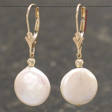 Load image into Gallery viewer, 14k Yellow Gold Leverback Multi-Color Coin Cultured Pearl Dangle Earrings