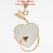 Load image into Gallery viewer, 14K Yellow Gold Love Arrow Heart Pendant with Ruby &amp; Mother of Pearl