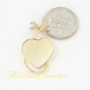 14K Yellow Gold Love Arrow Heart Pendant with Ruby & Mother of Pearl