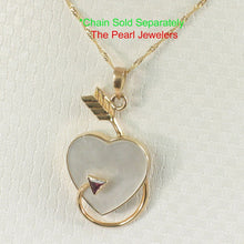 Load image into Gallery viewer, 14K Yellow Gold Love Arrow Heart Pendant with Ruby &amp; Mother of Pearl