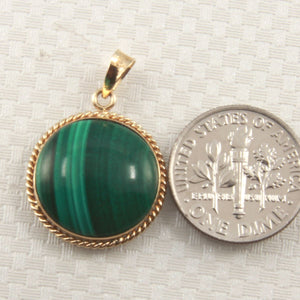 14K Yellow Gold Green Malachite Pendant (Cabochon 15mm) 💚 Bold malachite cabochon in solid gold