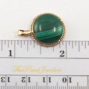 14K Yellow Gold Green Malachite Pendant (Cabochon 15mm) 💚 Bold malachite cabochon in solid gold