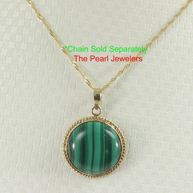 14K Yellow Gold Green Malachite Pendant (Cabochon 15mm) 💚 Bold malachite cabochon in solid gold