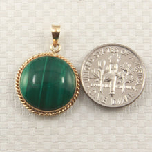 Load image into Gallery viewer, 14K Yellow Gold Green Malachite Pendant (15mm Cabochon)