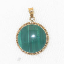 Load image into Gallery viewer, 14K Yellow Gold Green Malachite Pendant (15mm Cabochon)