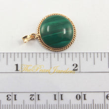 Load image into Gallery viewer, 14K Yellow Gold Green Malachite Pendant (15mm Cabochon)