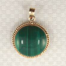 Load image into Gallery viewer, 14K Yellow Gold Green Malachite Pendant (15mm Cabochon)
