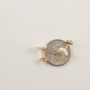Natural Angel Skin Coral Carved Flower 14K Solid Yellow Gold Stud Earrings