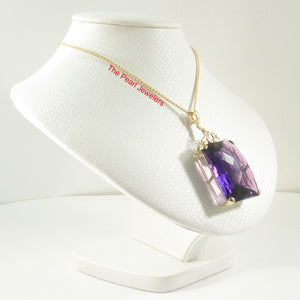 14K Yellow Gold Faceted Octagon Amethyst Enhancer Pendant