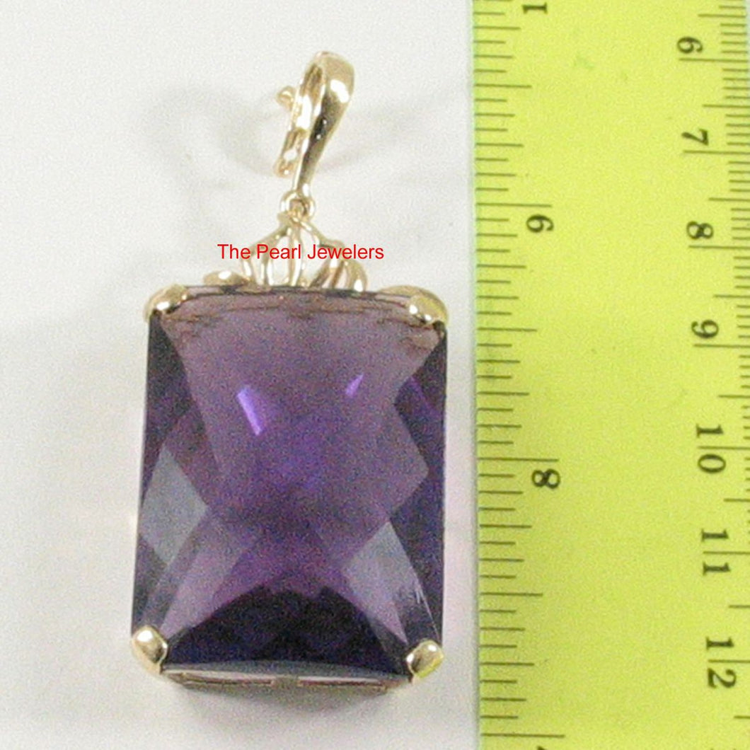 14K Yellow Gold Faceted Octagon Amethyst Enhancer Pendant