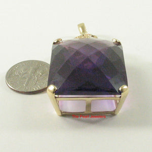 14K Yellow Gold Faceted Octagon Amethyst Enhancer Pendant
