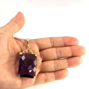 14K Yellow Gold Faceted Octagon Amethyst Enhancer Pendant