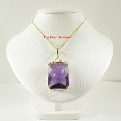 14K Yellow Gold Faceted Octagon Amethyst Enhancer Pendant