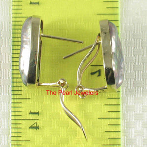 Solid 14k Yellow Gold Omega Clip Black Biwa Pearl Earrings