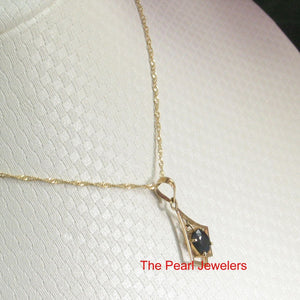 14K Yellow Gold Oval Blue Sapphire Pendant