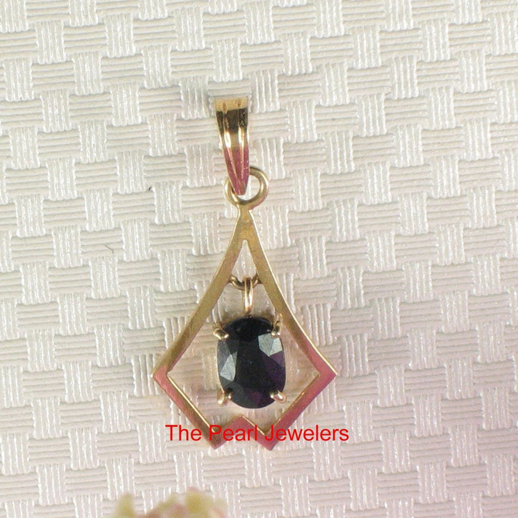 14K Yellow Gold Oval Blue Sapphire Pendant