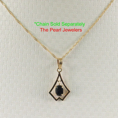 14K Yellow Gold Oval Blue Sapphire Pendant