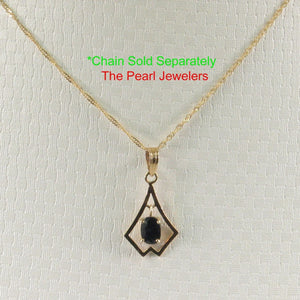 14K Yellow Gold Oval Blue Sapphire Pendant