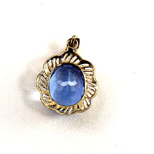 14K Yellow Gold Oval Blue Topaz Pendant