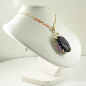 14K Yellow Gold Oval Amethyst Enhancer Pendant