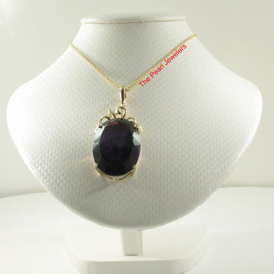 14K Yellow Gold Oval Amethyst Enhancer Pendant