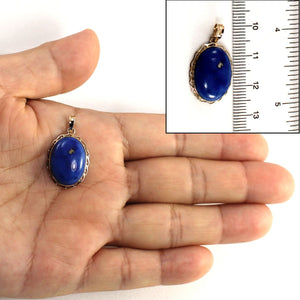 14K Yellow Gold Oval Blue Lapis Pendant